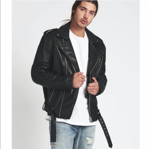 One Teaspoon Other - One Teaspoon Black Leather Moto Biker Jacket Men's XS Women's M